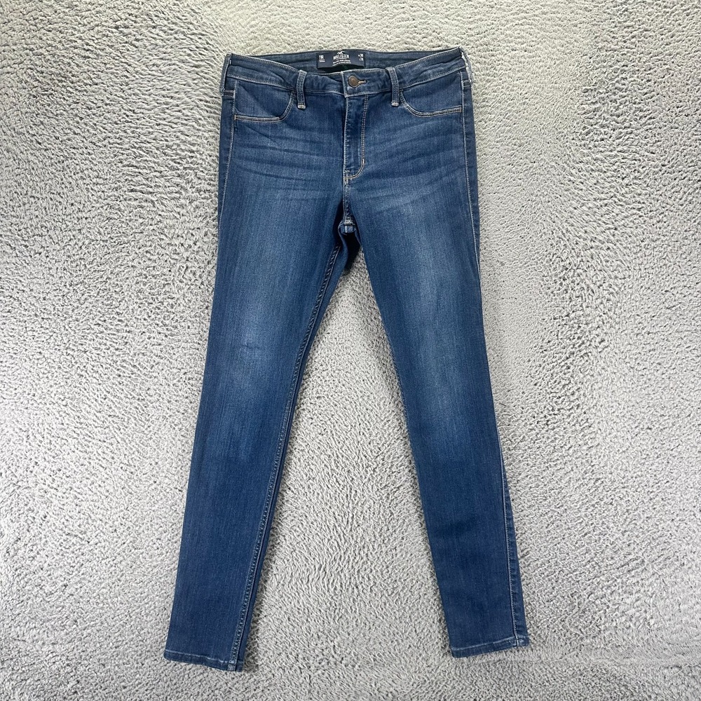Hollister Jeans Women's 11 Blue Cotton Denim Jegging Curvy Whiskered Stretch